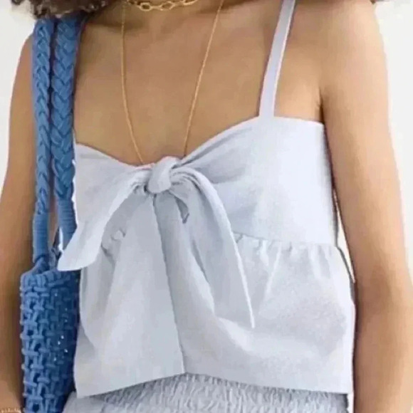 J. Crew Tops - J.Crew Seersucker tie-front top